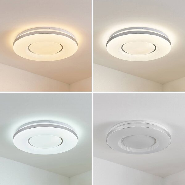 Lindby LED mennyezeti lámpa Robini, Ø 48 cm, CCT, dimmelhető, dimmelhető, Króm / ezüst, Nappali / Étkező, fém, Modern