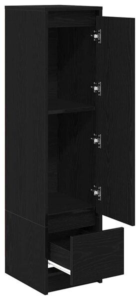 Fekete tölgy szerelt fa magasszekrény 29,5x34x119,5 cm