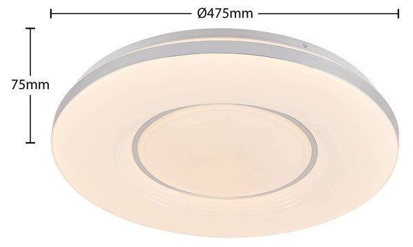 Lindby LED mennyezeti lámpa Robini, Ø 48 cm, CCT, dimmelhető, dimmelhető, Króm / ezüst, Nappali / Étkező, fém, Modern