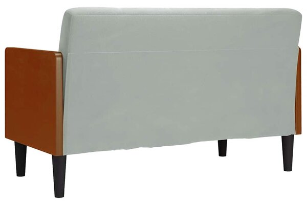 Világosszürke bársony loveseat kanapé párnákkal 110 cm