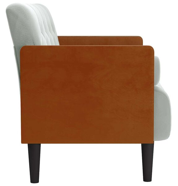 Világosszürke bársony loveseat kanapé párnákkal 110 cm