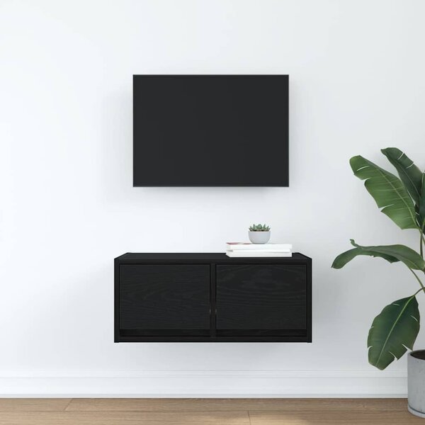 Fekete tölgy színű szerelt fa TV-szekrény 60x31x25,5 cm