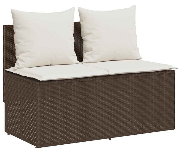 3 részes barna polyrattan kerti étkezőgarnitúra párnával