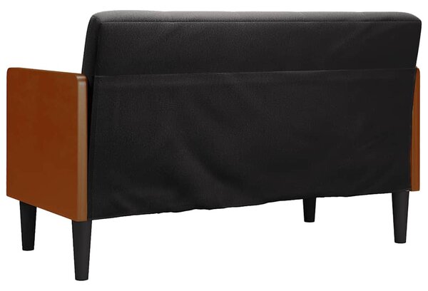 Fekete bársony loveseat kanapé párnákkal 110 cm