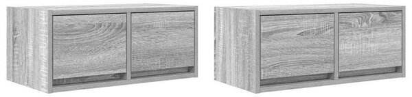 2 db szürke sonoma szerelt fa fali TV-szekrény 60x31x25,5 cm