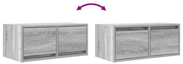 2 db szürke sonoma szerelt fa fali TV-szekrény 60x31x25,5 cm