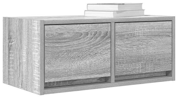 2 db szürke sonoma szerelt fa fali TV-szekrény 60x31x25,5 cm