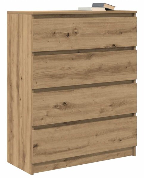 Kézműves tölgy színű szerelt fa tálalószekrény 80x35x99 cm