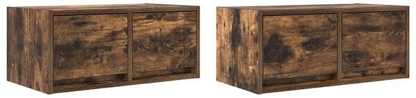 2 db füstös tölgy színű szerelt fa TV-szekrény 60x31x25,5 cm