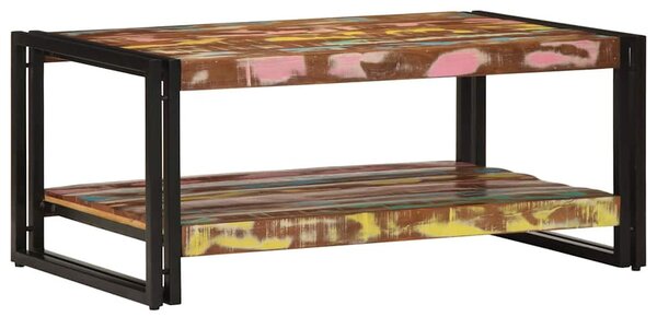 Dohányzóasztal többszínű 90x50x38cm tömörfa újrahasznosított fa