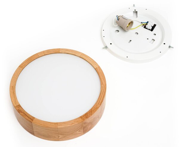 Envostar Kerio mennyezeti lámpa, Ø 27 cm, természetes tölgy, dimmelhető, Nappali / Étkező, Fa, Modern