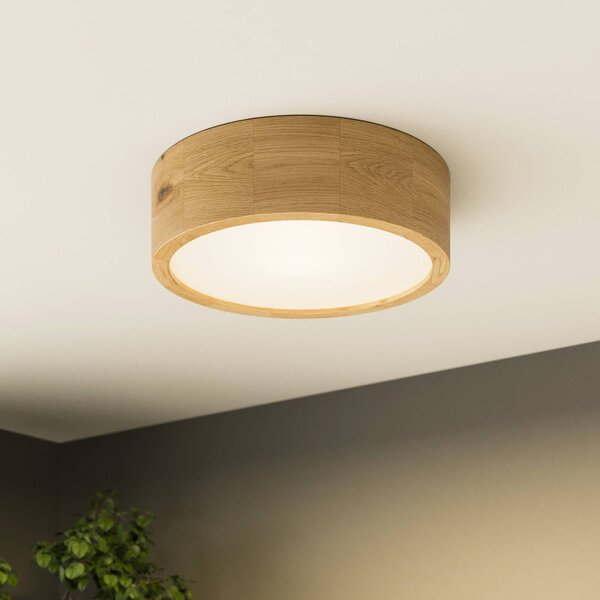 Envostar Kerio mennyezeti lámpa, Ø 27 cm, természetes tölgy, dimmelhető, Nappali / Étkező, Fa, Modern