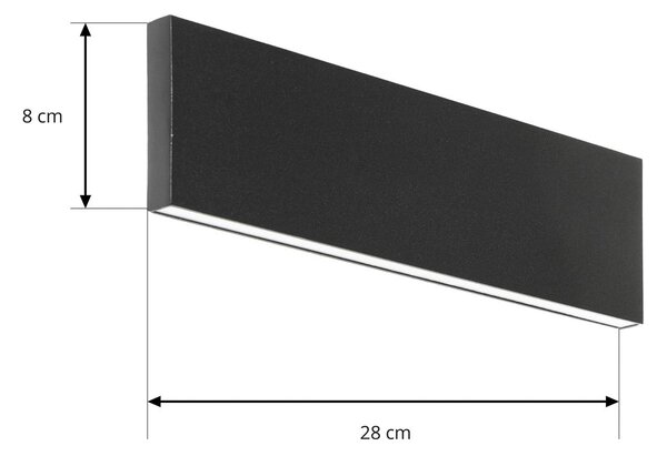 Lindby Ignazia LED fali lámpa, 28cm, fekete, fém, fel/le, dimmelhető, Fekete, Nappali / Étkező, fém, Modern