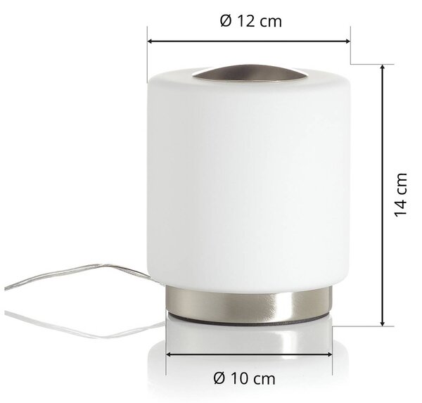 Fabas Luce Simi dimmelhető asztali lámpa érintő.funkcióval,, Fehér / opál, Nappali / Étkező, fém, Modern