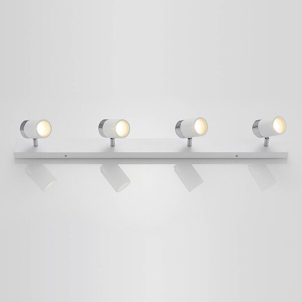 Lindby spotlámpa Kardo, 4 lámpás, fehér, fém, IP44, dimmelhető, Fehér / opál, Fürdőszoba, fém, Modern