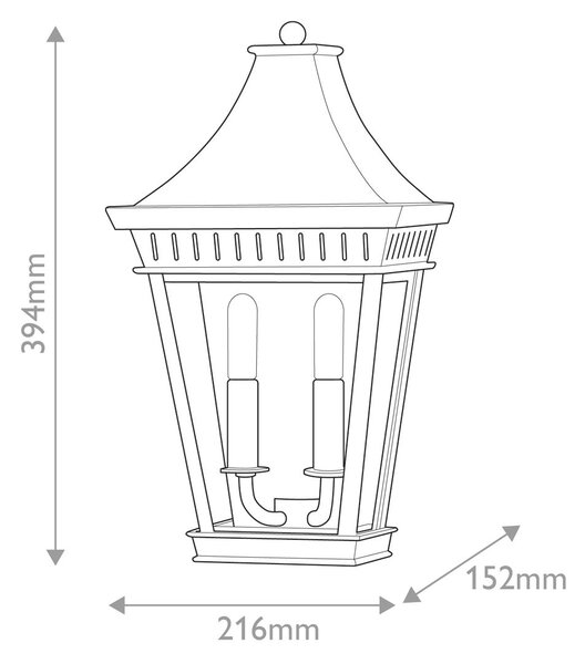 Hinkley lighting klasszikus kültéri fali lámpa chapel hill fekete átlátszó elshk-chapel-hill7mb IP44