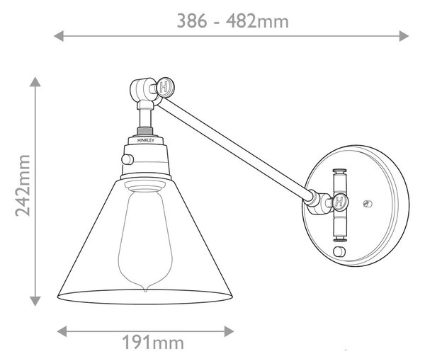 Hinkley lighting klasszikus fali lámpa arti sárgaréz átlátszó elshk-arti-1w-hb-cg