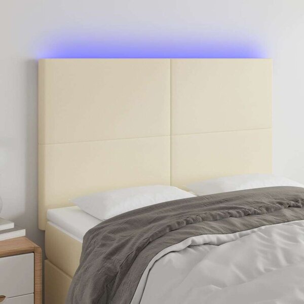 VidaXL krémszínű műbőr LED-es fejtámla 144x5x118/128 cm
