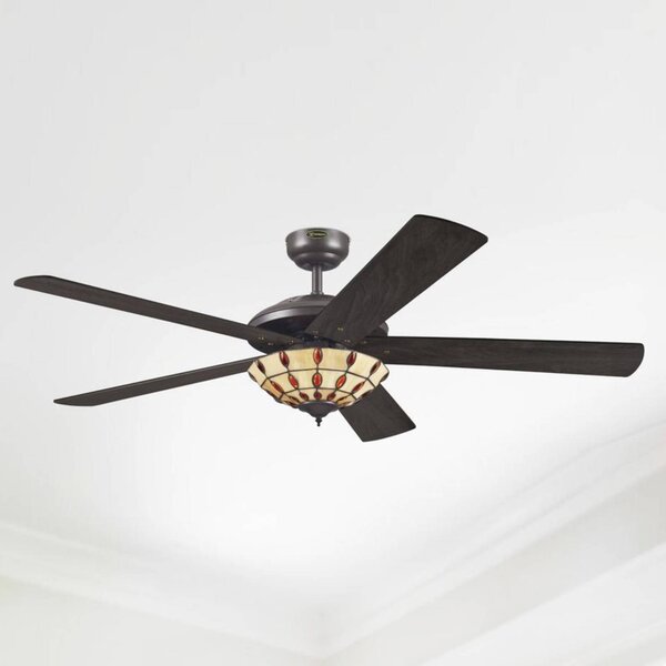 Westinghouse Comet T – ventilátor Tiffany-világítással, Sötét fa, Nappali / Étkező, Fa, Modern