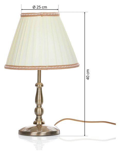 ORION Rosella asztali lámpa 40 cm magas, Bronz / antik sárgaréz, Nappali / Étkező, fém, Antik