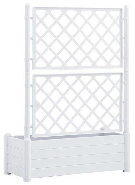 Fehér polipropilén rácsos kerti ültető 100 x 43 x 142 cm