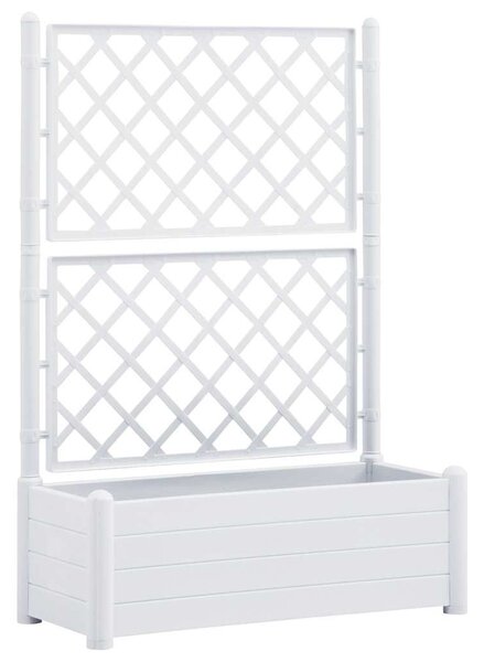 Fehér polipropilén rácsos kerti ültető 100 x 43 x 142 cm