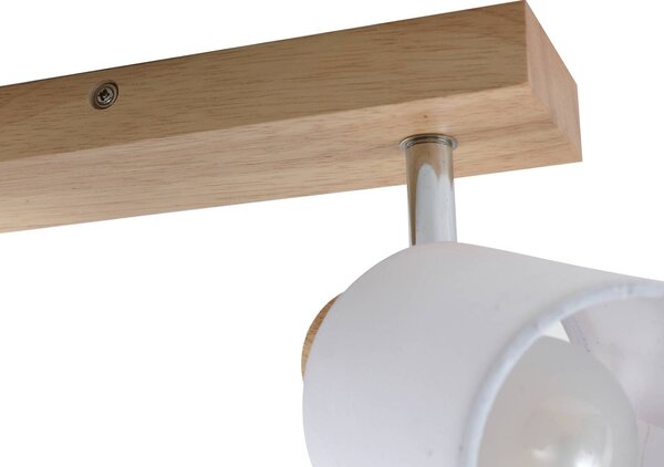 Lindby Wanessa mennyezeti spotlámpa, 39cm, 2-lámpás, fa, fehér, E14, dimmelhető, Világos fa, Nappali / Étkező, Fa, Modern