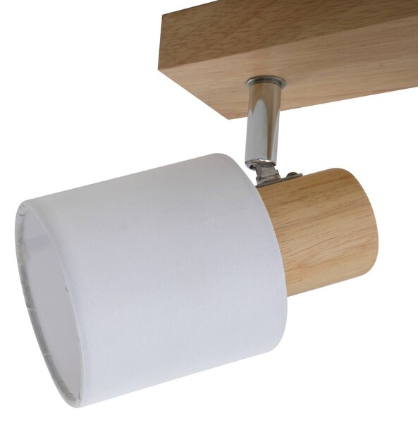 Lindby Wanessa mennyezeti spotlámpa, 39cm, 2-lámpás, fa, fehér, E14, dimmelhető, Világos fa, Nappali / Étkező, Fa, Modern