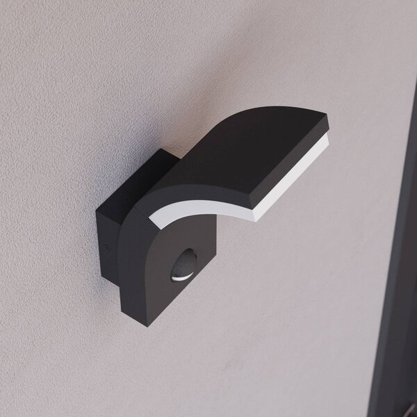 Lucande LED fali világítás Timm, érzékelő, 20cm, antracit, IP54, Fekete, Alumínium, Modern