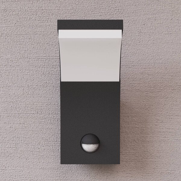 Lucande LED fali világítás Timm, érzékelő, 20cm, antracit, IP54, Fekete, Alumínium, Modern