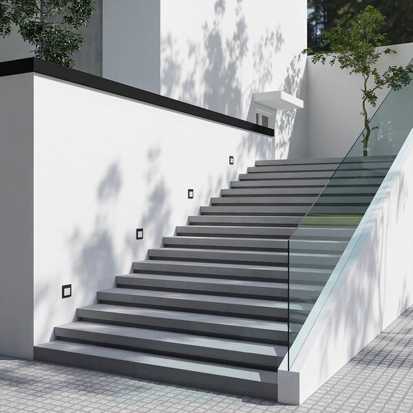 Arcchio LED fali süllyesztett lámpa Zamo, fekete, 11 cm, IP65, dimmelhető, Fekete, Folyosó, Alumínium, Modern
