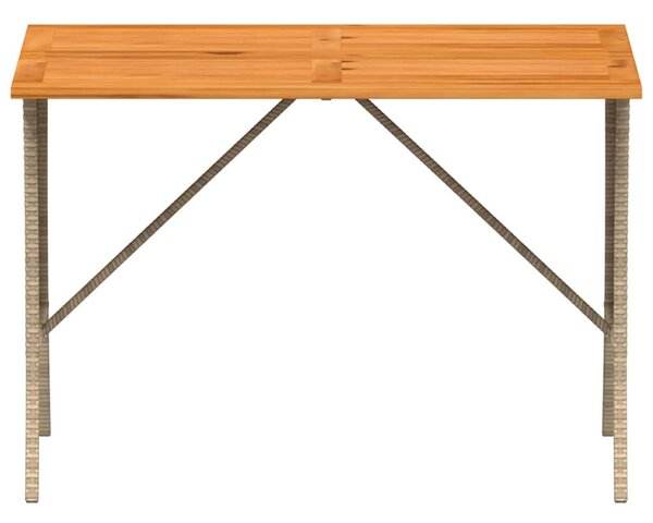 Bézs polyrattan akácfa lapos kerti asztal 105x75x72 cm