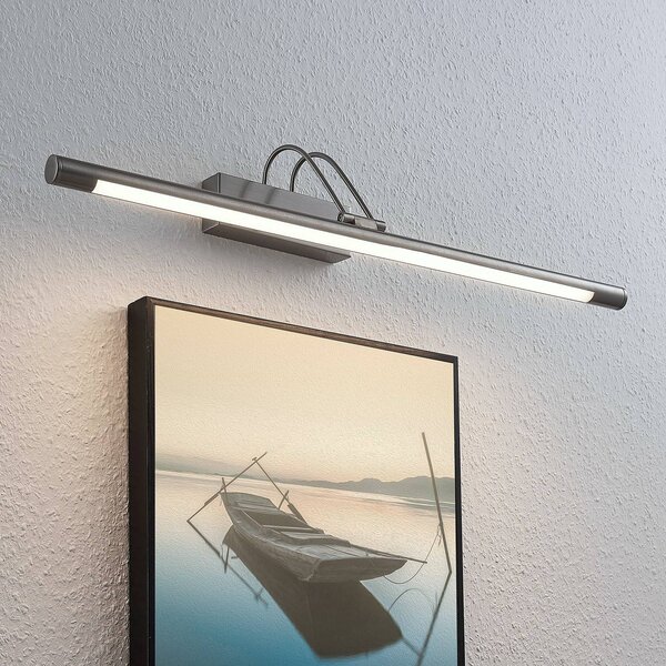 Lindby LED-es képvilágító lámpa Mailine, 69 cm, nikkel, kapcsoló, Alu / szürke / cink, Nappali / Étkező, fém, Modern