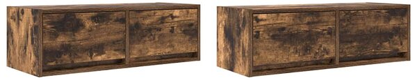 2 db füstös tölgy színű szerelt fa TV-szekrény 80x31x25,5 cm