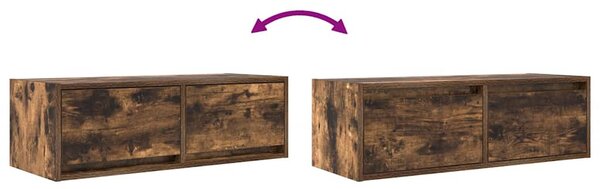 2 db füstös tölgy színű szerelt fa TV-szekrény 80x31x25,5 cm