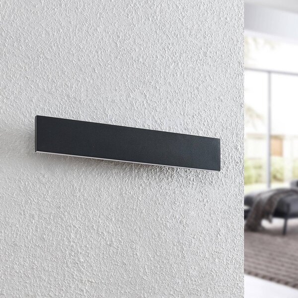 Lindby Ignazia LED fali lámpa, 47cm, fekete, fém, fel/le, le/fel, dimmelhető, Fekete, Nappali / Étkező, fém, Modern