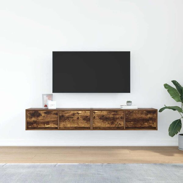 2 db füstös tölgy színű szerelt fa TV-szekrény 80x31x25,5 cm