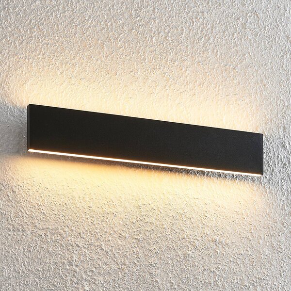 Lindby Ignazia LED fali lámpa, 47cm, fekete, fém, fel/le, le/fel, dimmelhető, Fekete, Nappali / Étkező, fém, Modern