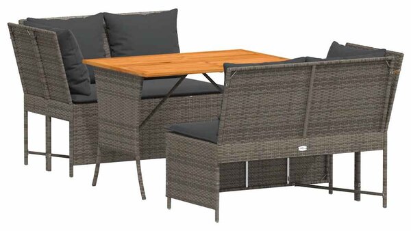 3 részes szürke polyrattan kerti ülőgarnitúra párnákkal