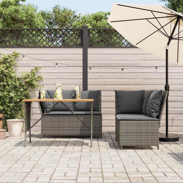 3 részes szürke polyrattan kerti ülőgarnitúra párnákkal