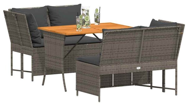 3 részes szürke polyrattan kerti ülőgarnitúra párnákkal