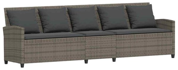 5 személyes szürke polyrattan kerti kanapé párnával