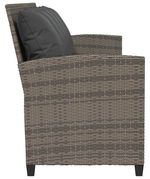 5 személyes szürke polyrattan kerti kanapé párnával