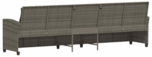 5 személyes szürke polyrattan kerti kanapé párnával