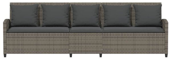 5 személyes szürke polyrattan kerti kanapé párnával