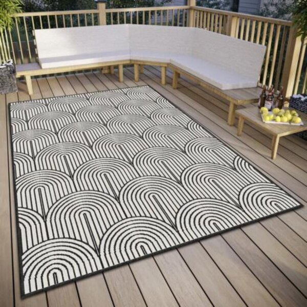 Fekete-fehér kültéri szőnyeg 120x170 cm Pangli Black – Hanse Home