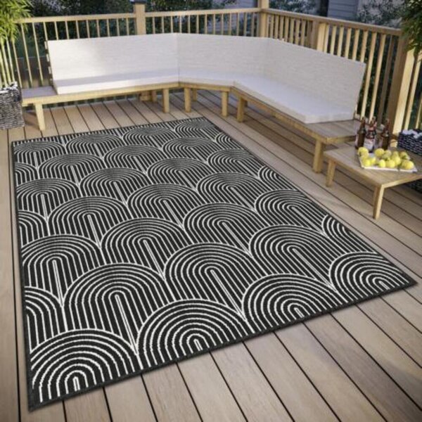 Fekete-fehér kültéri szőnyeg 120x170 cm Pangli Black – Hanse Home