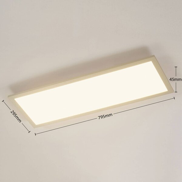 Arcchio Enja LED panel, 79,5 cm x 29,5 cm, dimmelhető, Fehér / opál, Dolgozószoba / Iroda, Alumínium