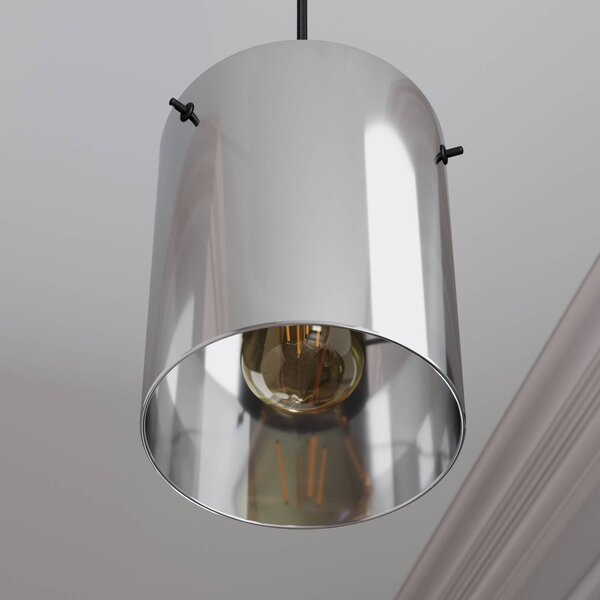 Lindby Kourtney függőlámpa, Ø 15 cm, fekete/szürke, üveg, E27, dimmelhető, Fekete, Nappali / Étkező, Modern