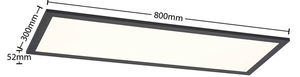 Lindby LED panel Nelios, 80 x 30 cm, 4,000K, fekete, fém, Fekete, Konyha, Alumínium, Modern